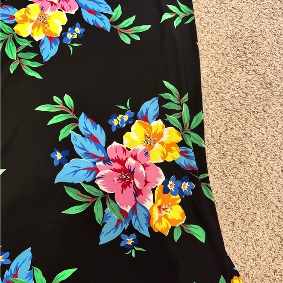 Lauren Ralph Lauren Floral Halter Midi Dress Wedding Guest Black Size 14 - Picture 5 of 5